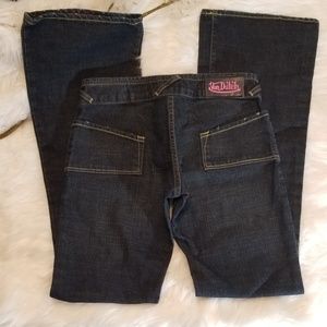 Von Dutch Pink Label Dark Wash Flare Leg Jeans